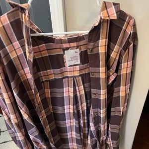 Cute brown and pink throwover flannel